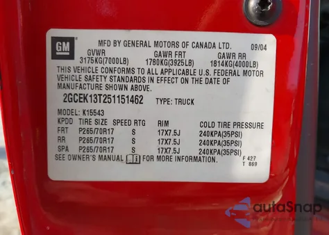 2005 Chevrolet Silverado 1500 Z71 z USA, uszkodzony, nr VIN 2GCEK13T251151462